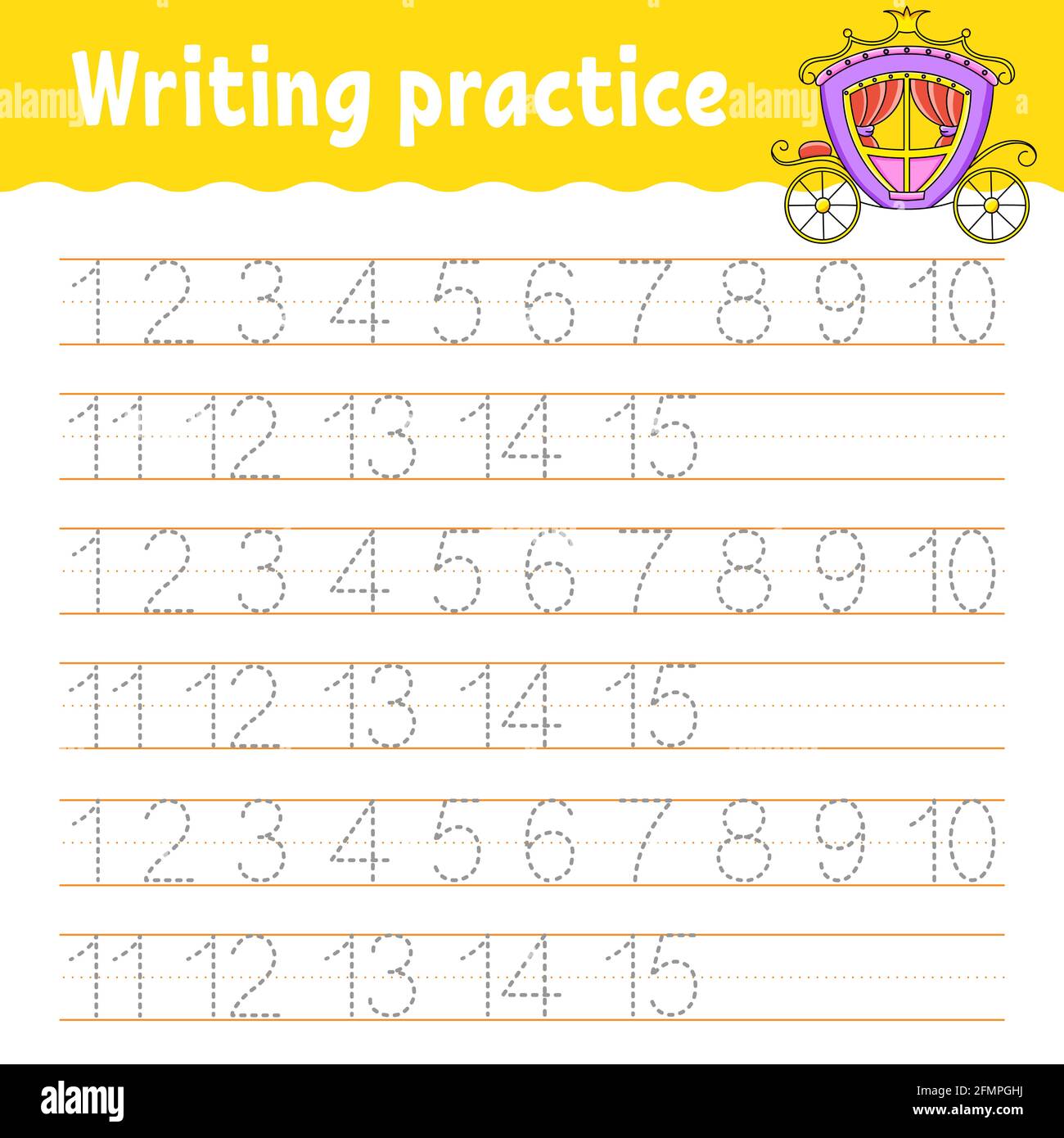 Learn numbers trace and write handwriting practice learning numbers for kids education developing worksheet color activity page isolated vector stock vector image art