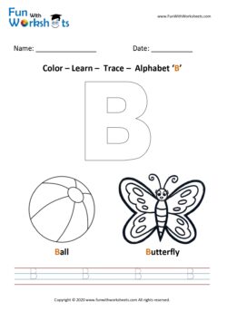 Capital letter b color learn and trace