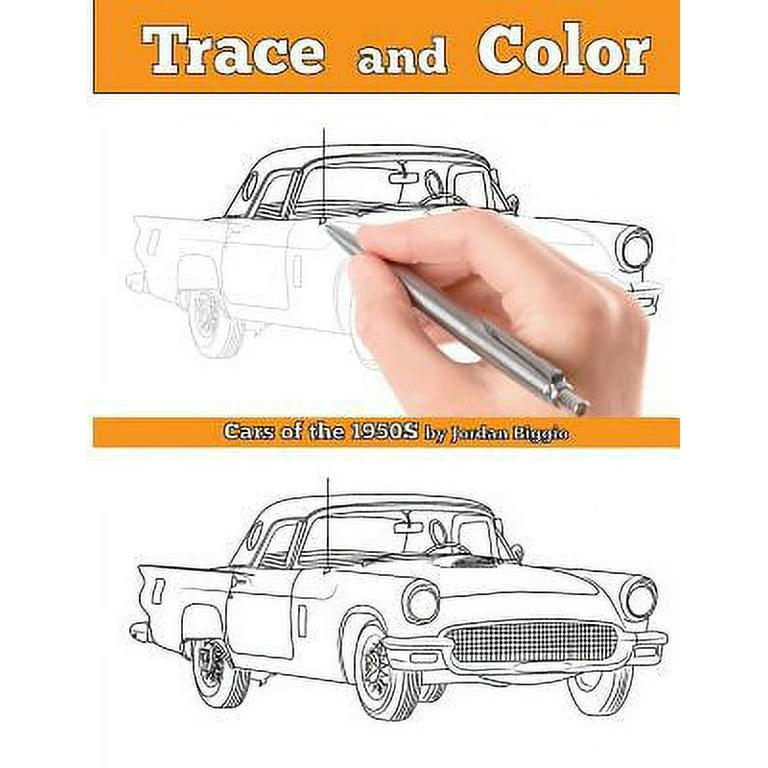 Trace and color cars of the s adult coloring book paperback