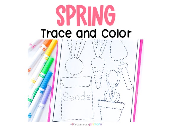 Spring tracing worksheets spring coloring pages for kids spring fine motor activities for preschool kindergarten homeschool