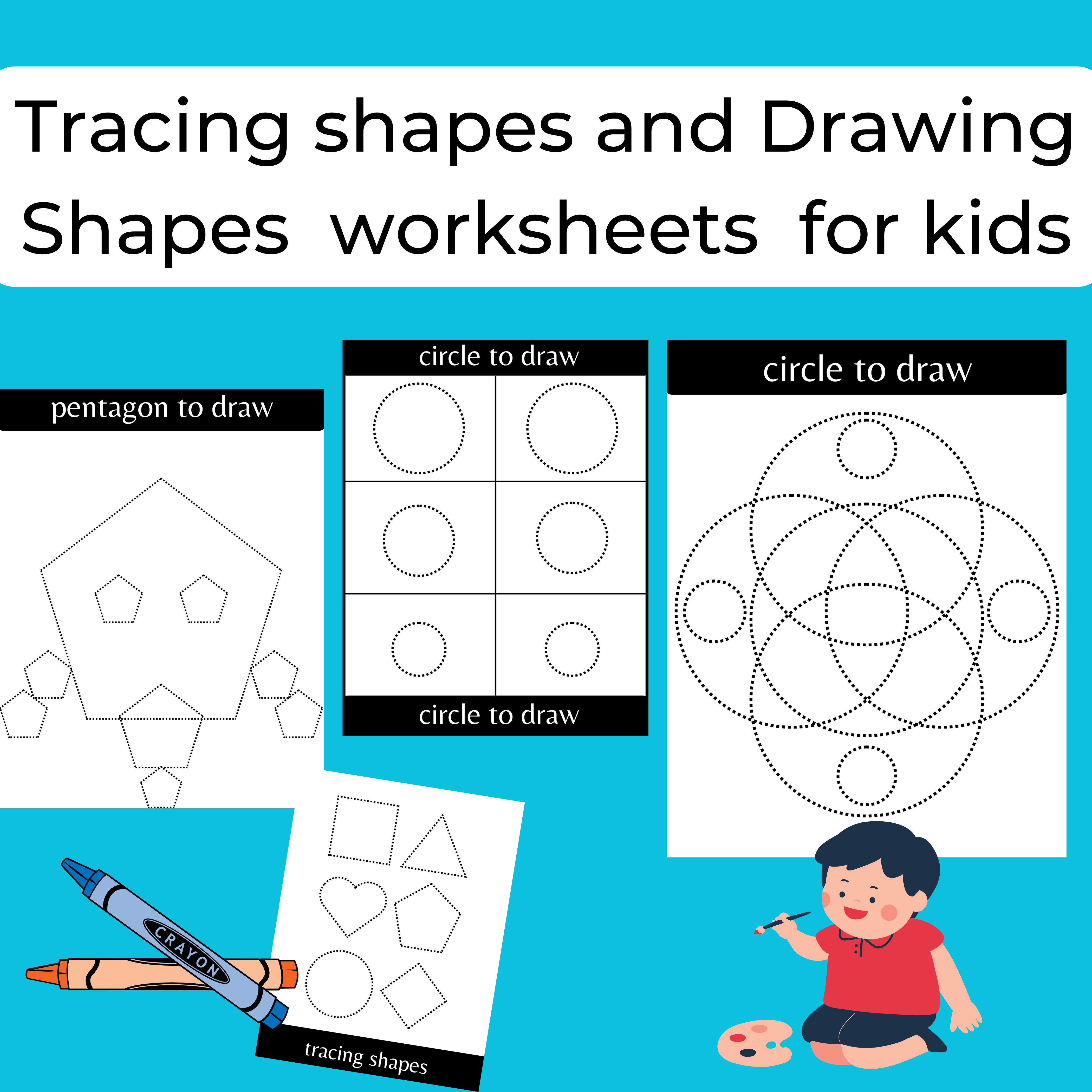 Tracing shapes and coloring pages shapes worksheets for kids made by teachers