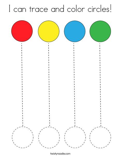 I can trace and color circles coloring page
