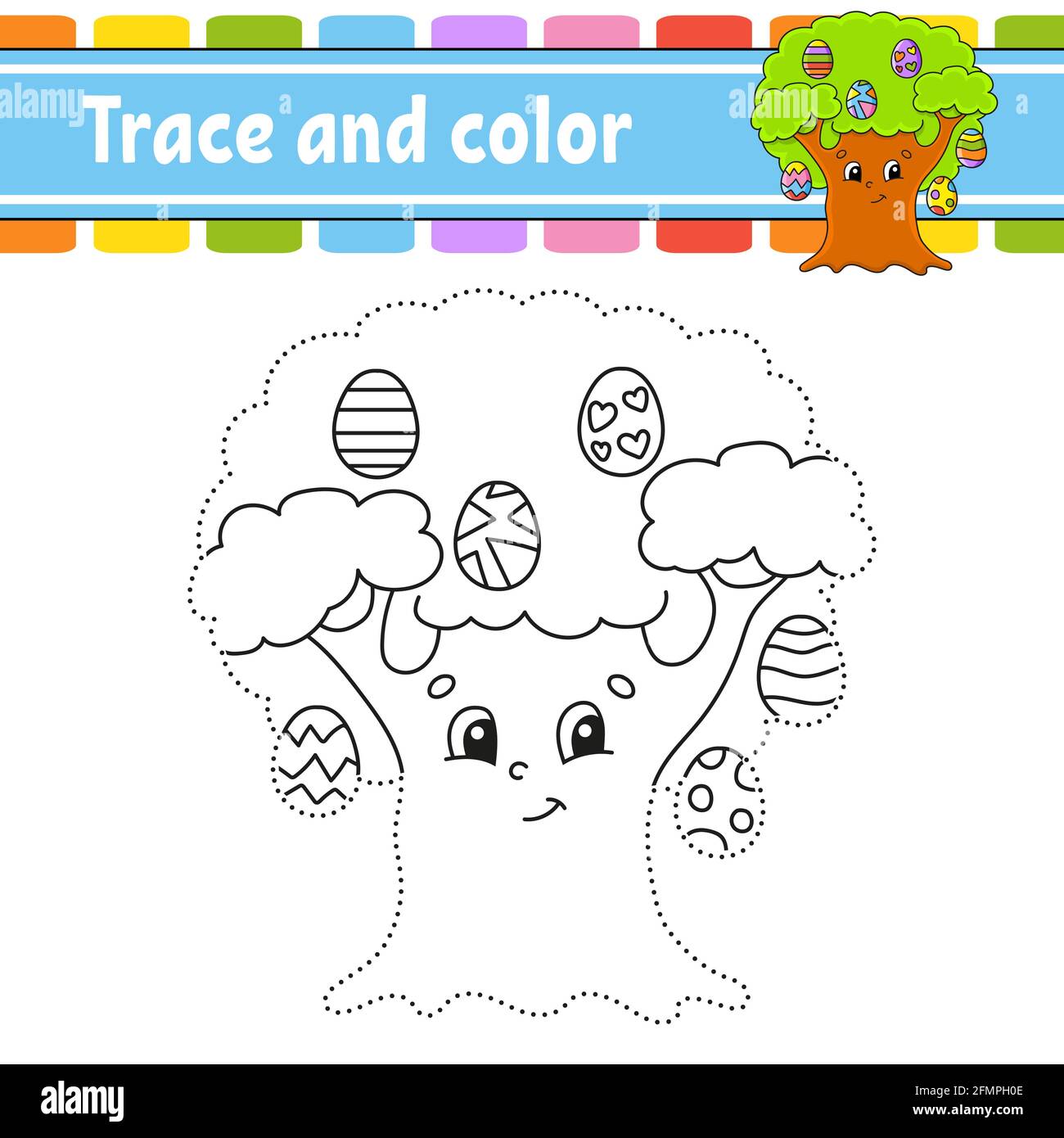 Trace and color coloring page for kids handwriting practice education developing worksheet activity page game for toddlers isolated vector illus stock vector image art
