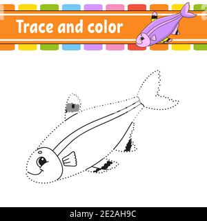 Drawing tutorial for kids how to draw fish stock vector image art