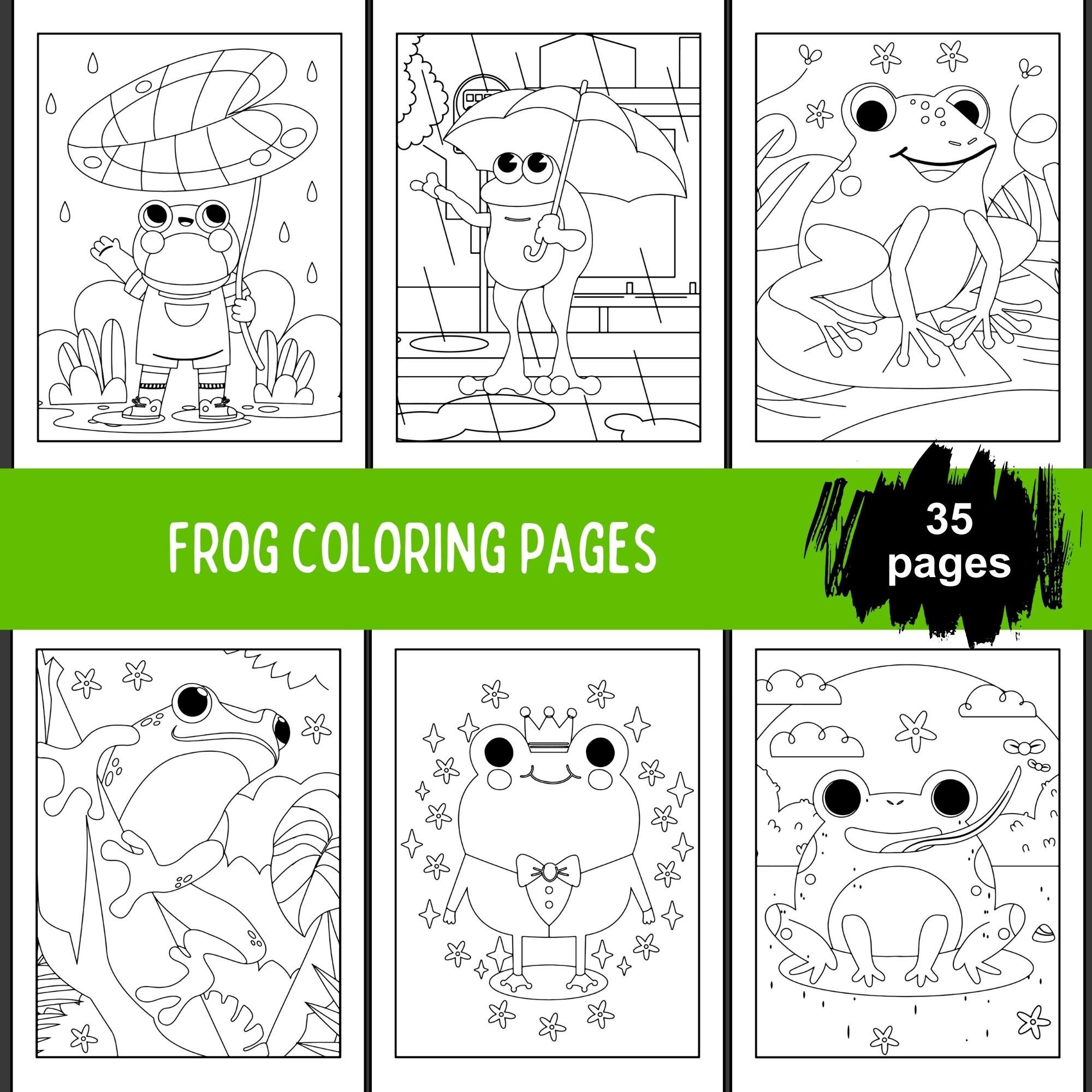 Cute frog coloring pages for kids frog themed birthday party cute animal coloring pages for girls kids animal activity sheet frog games