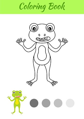 Coloring page happy frog coloring book for kids educational activity for preschool years kids and toddlers with cute animal flat cartoon colorful vector illustration stock illustration