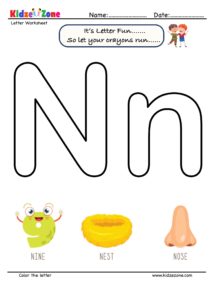 Letter n coloring worksheet