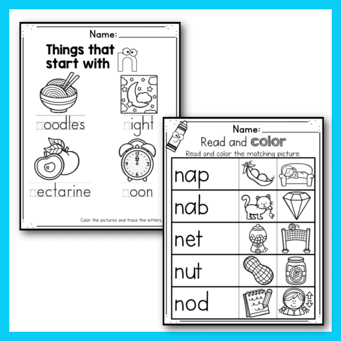 Free printable letter n worksheets tracing letter recognition alphabet sounds