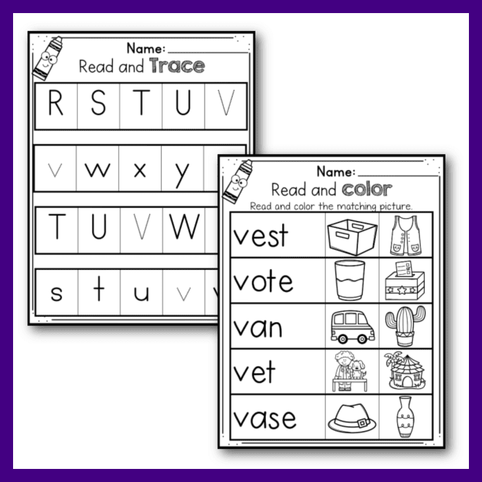Free printable letter v worksheets tracing letter recognition alphabet sounds