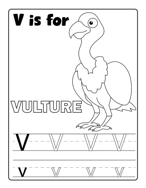 Premium vector alphabetical animal coloring and letter tracing coloring pages print ready vector