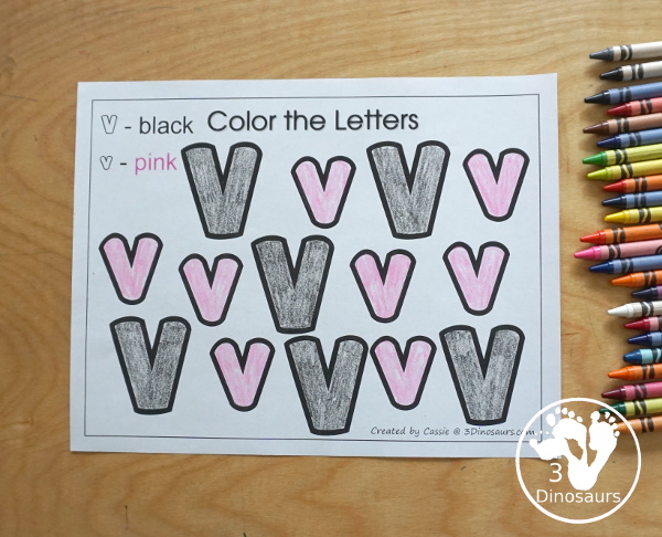 Free romping roaring v pack printable letter v is for vacuum dinosaurs