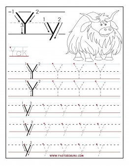 Printable letter y tracing worksheets for preschool