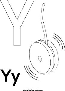 Colorful letter y yoyo coloring page