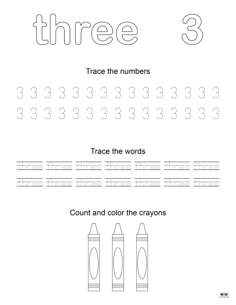 Number tracing worksheets