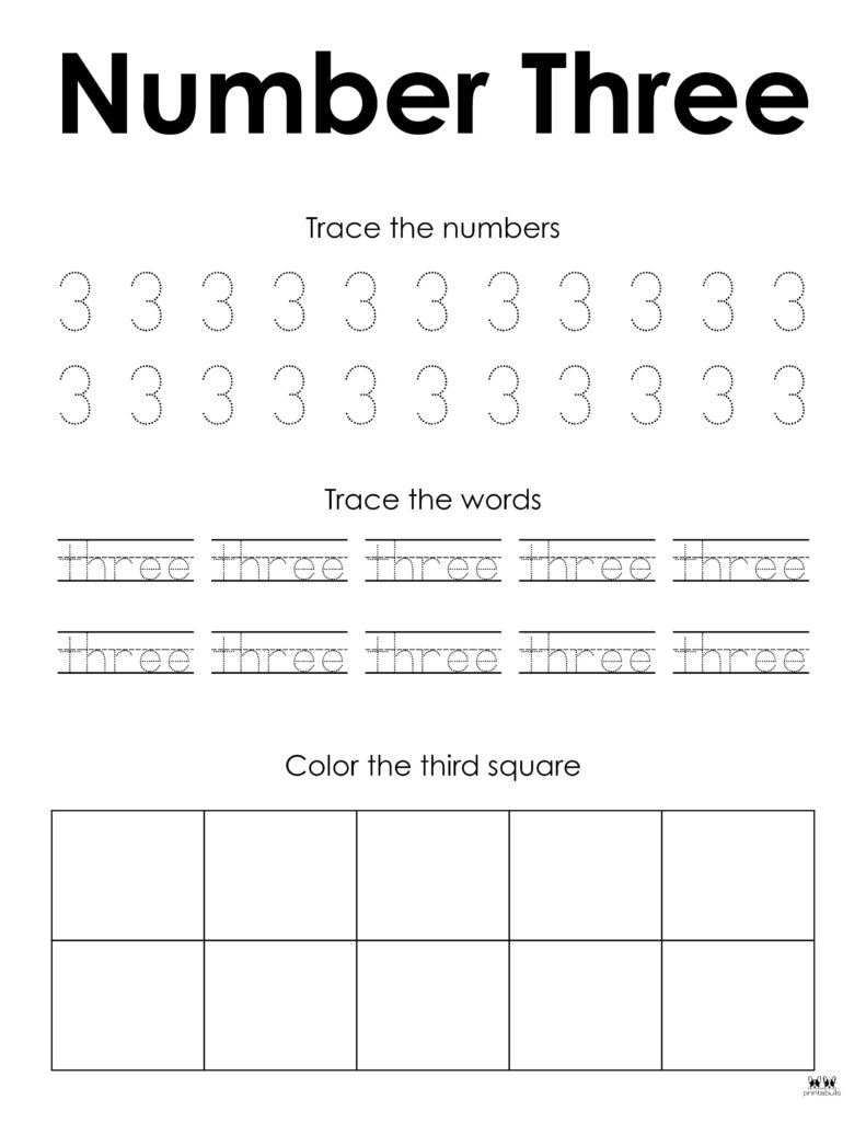 Number tracing worksheets