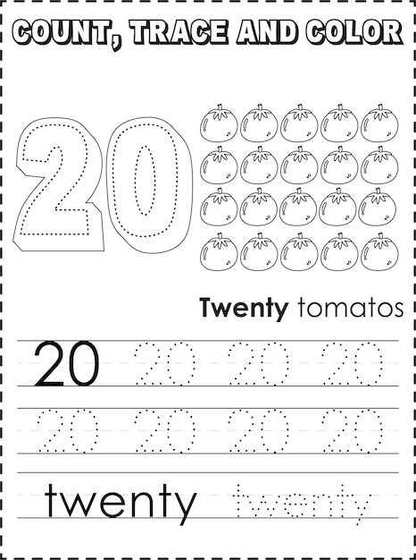Premium vector printable number tracing coloring pages for kids premium vector