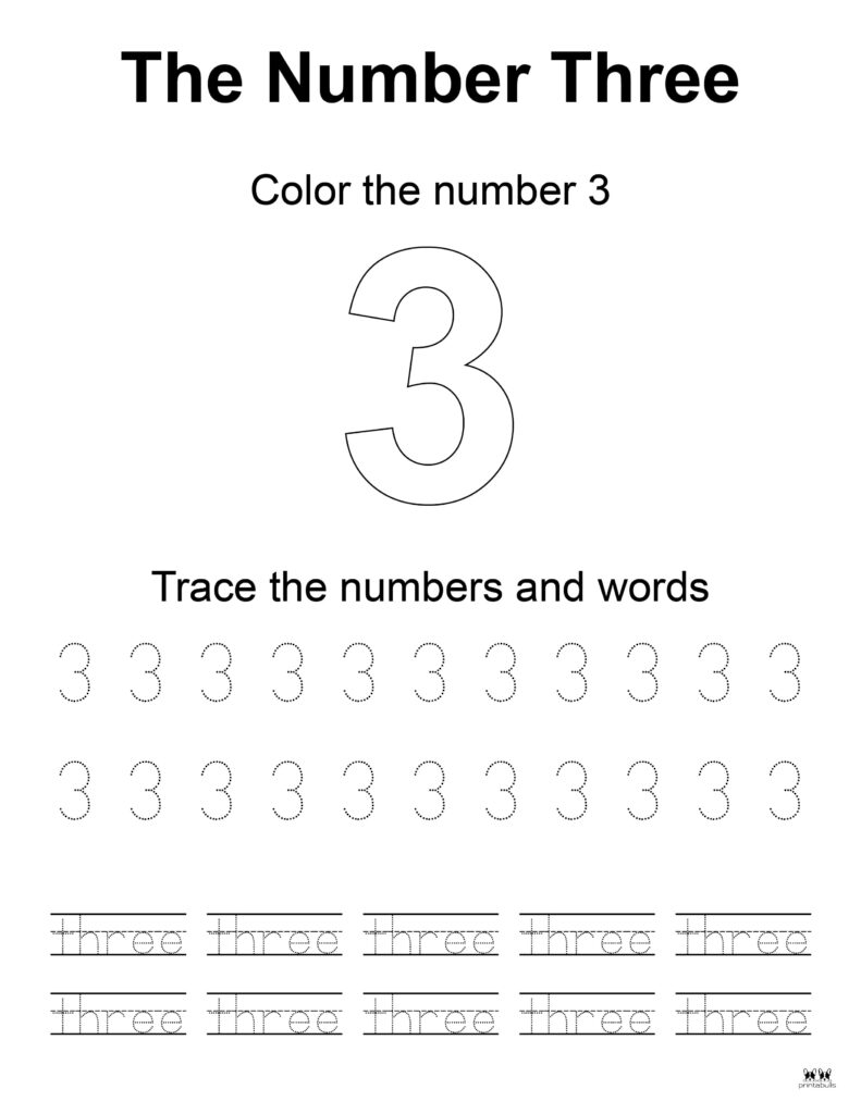 Number tracing worksheets