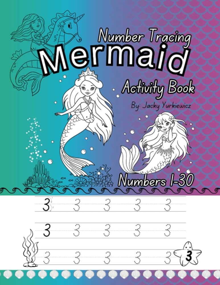Mermaid number tracing activity book prepare for pre