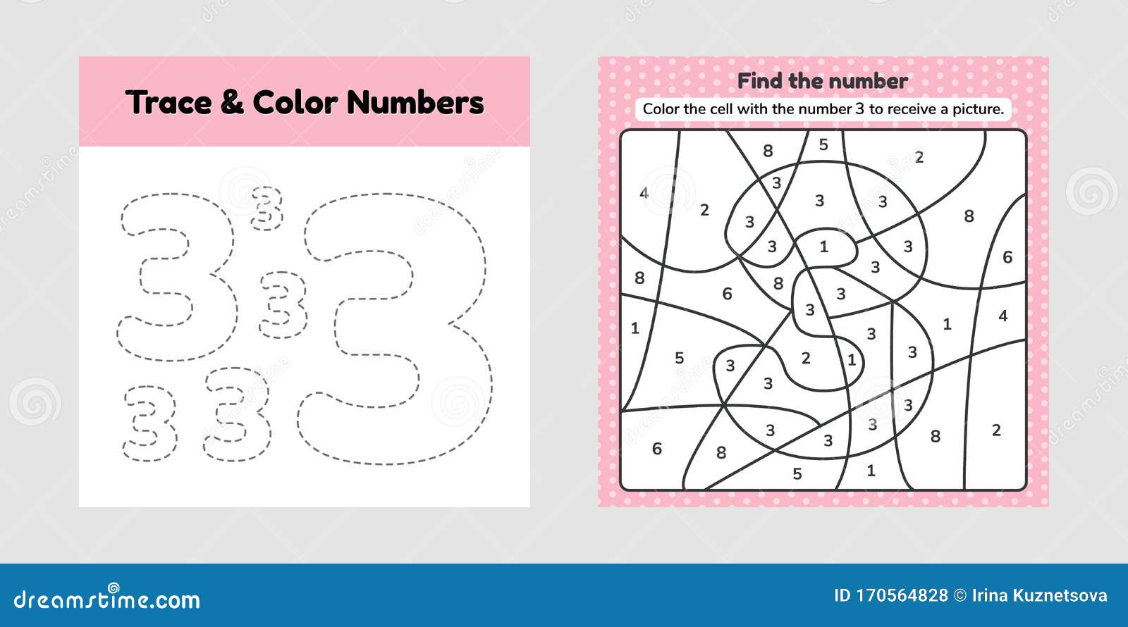 Coloring book number for kids worksheet for preschool kindergarten and school age trace line stock illustration