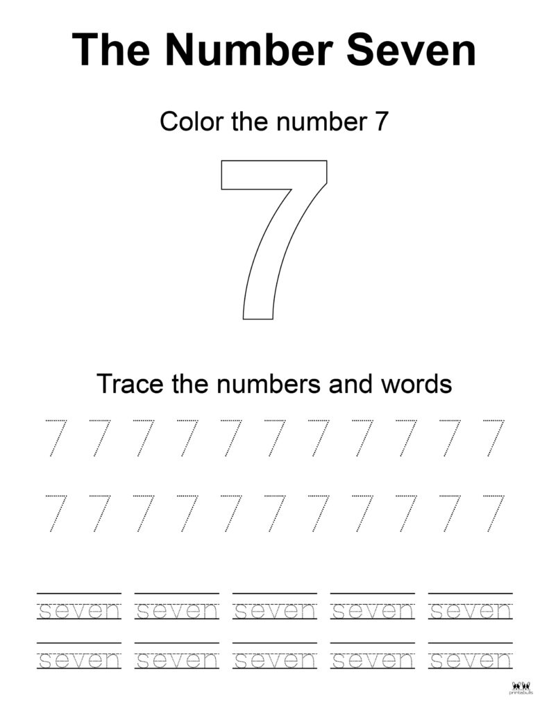 Number tracing worksheets