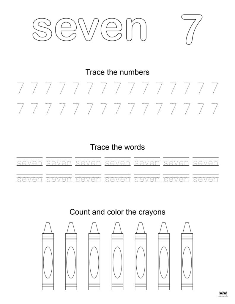 Number tracing worksheets