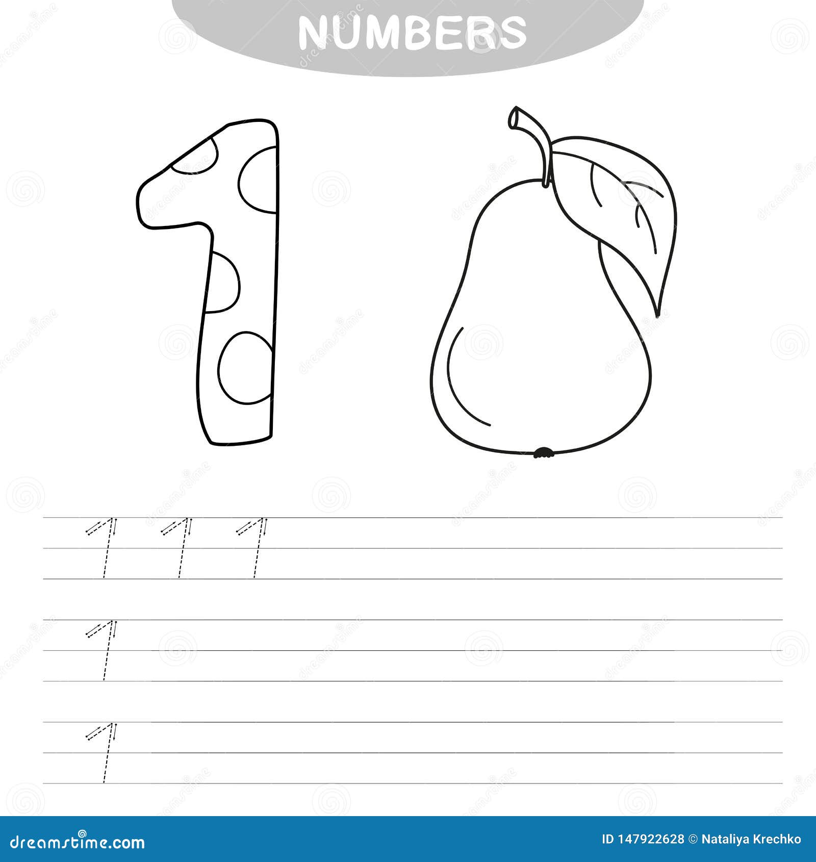Learning numbers coloring book for preschool children stock vector