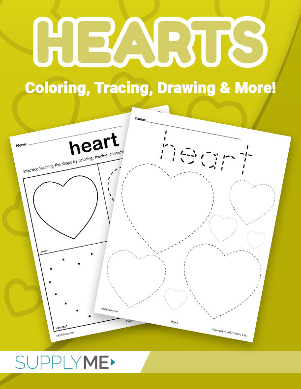 Heart worksheets tracing coloring pages cutting more â