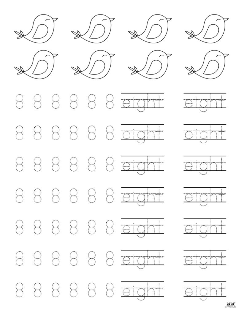 Number tracing worksheets