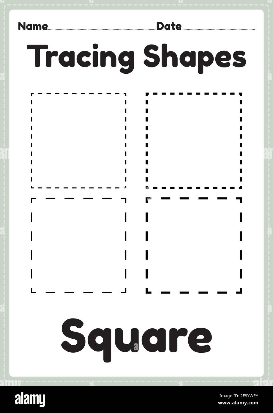 Tracing square shapes worksheet for kindergarten hi