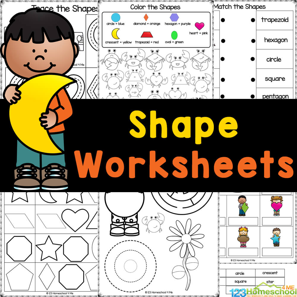 Free printable tracing shapes worksheets for kindergarten