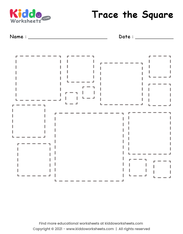 Free printable tracing shape square worksheet
