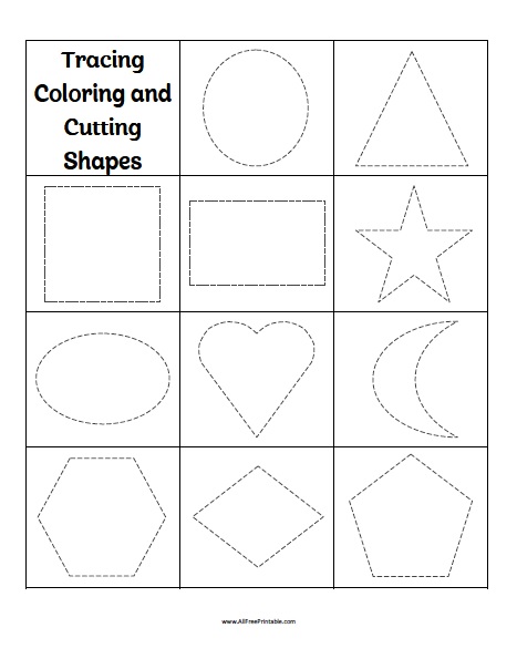 Tracing coloring cutting shapes worksheets â free printable