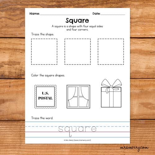 Printable shape tracing worksheets mrs merry