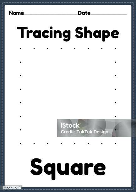 Tracing square shapes worksheet for kindergarten and preschool kids for educational activities in a printable page stock illustration