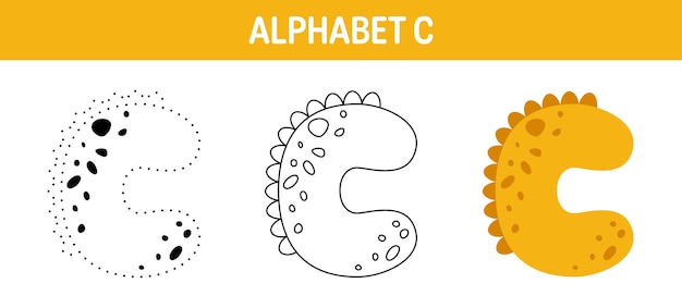 Premium vector alphabet c tracing and coloring worksheet for kids