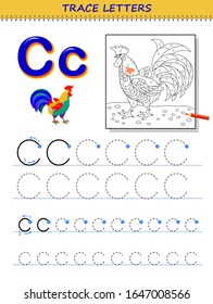 Tracing letter c study alphabet printable stock vector royalty free