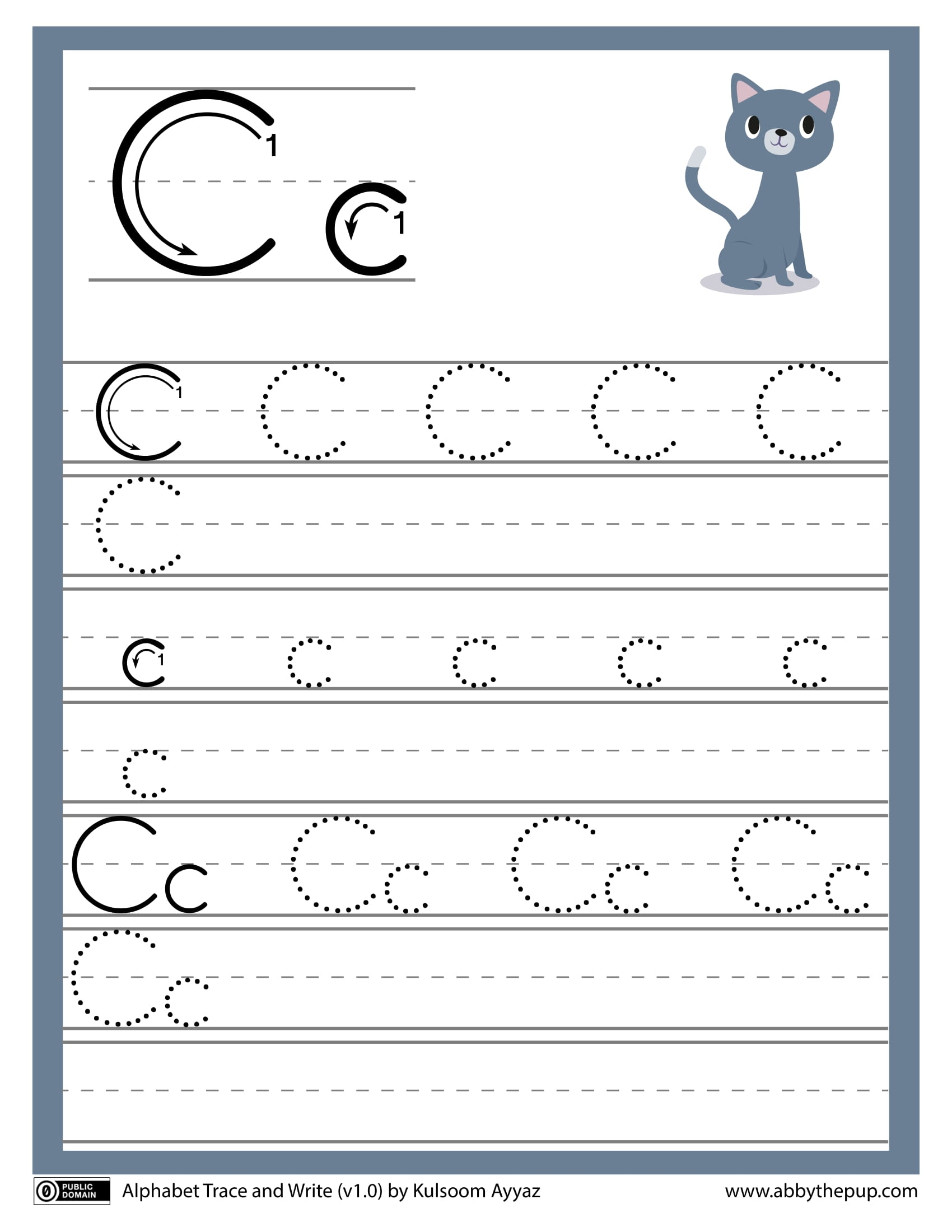 Letter c alphabet trace and write worksheet free printable puzzle games