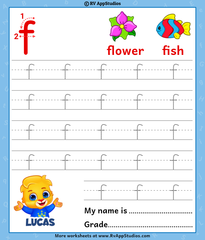 Lowercase letter f tracing worksheets trace small letter f worksheet