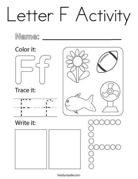 Letter f activity coloring page