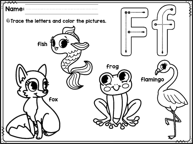 Letter f coloring page vectors illustrations for free download