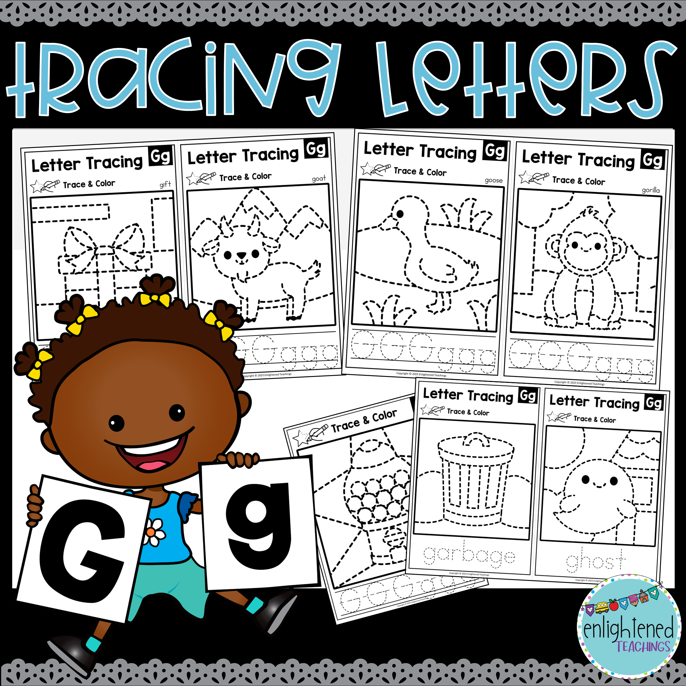 Letter g tracing worksheets letter tracing mats letter g trace color made by teachers