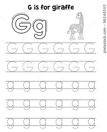 Giraffe animal tracing letter abc coloring page g