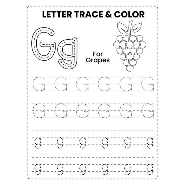 Premium vector letter tracing or alphabet tracing and color page for kids printable premium vector