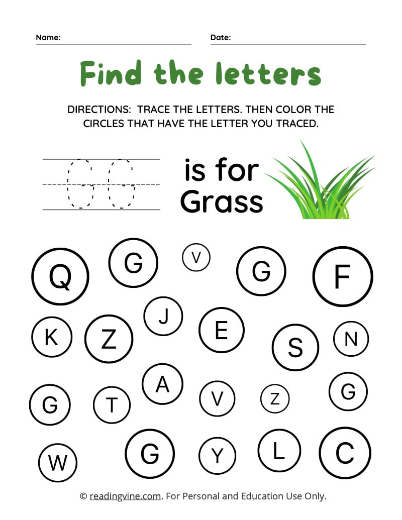 Letter g worksheets for preschool free printable