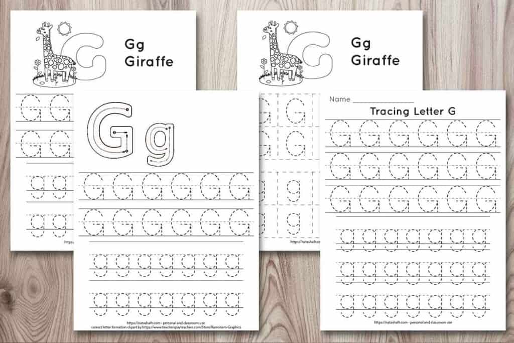 Free printable letter g tracing worksheets