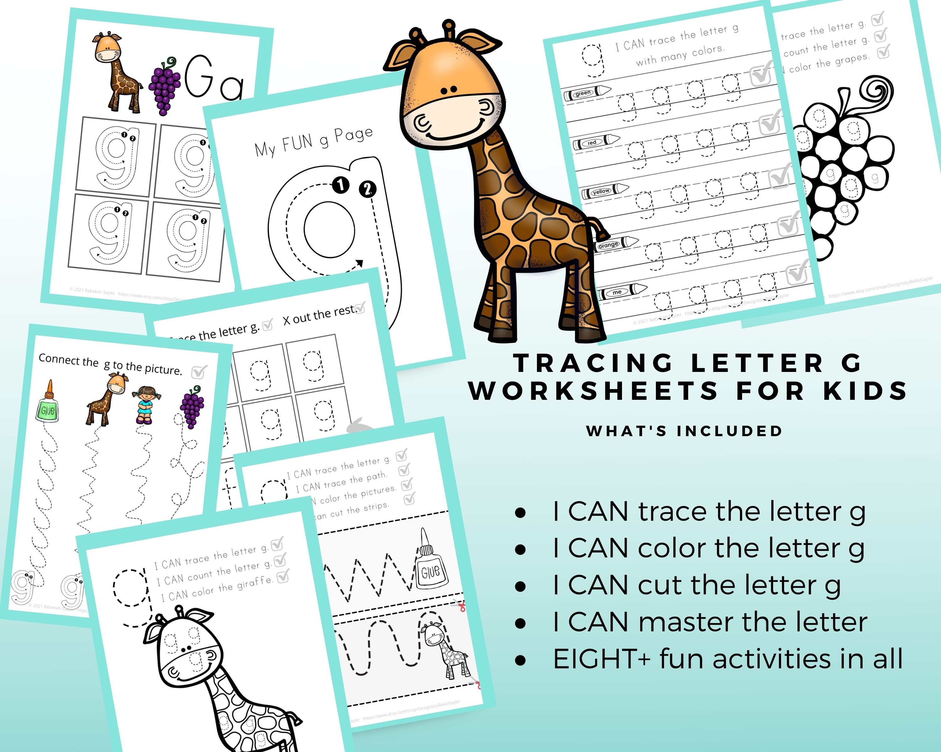Tracing letter g worksheets kindergarten handwriting practice tracing lowercase letters alphabet tracing printables preschool tracing
