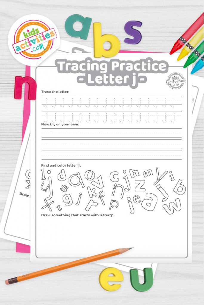Free letter j practice worksheet trace it write it find it draw kids activities blog