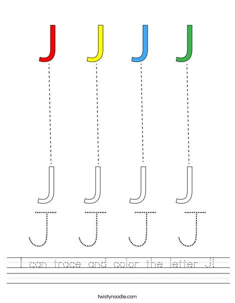 I can trace and color the letter j worksheet