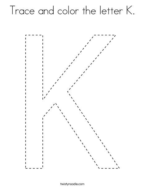 Trace and color the letter k coloring page