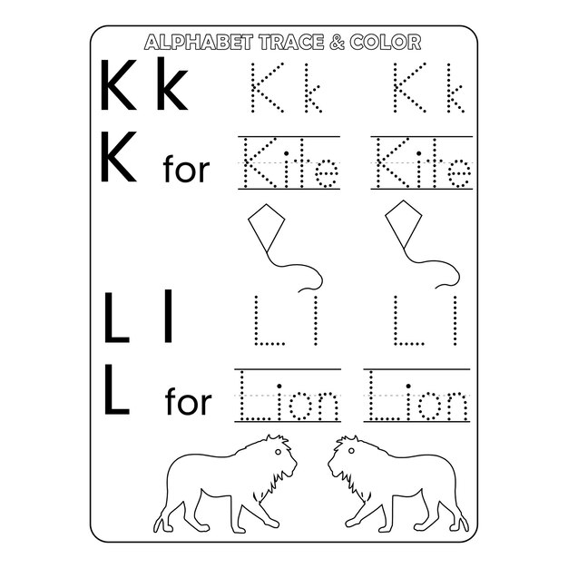 Premium vector alphabet tracing and color page for kids printable vector premium